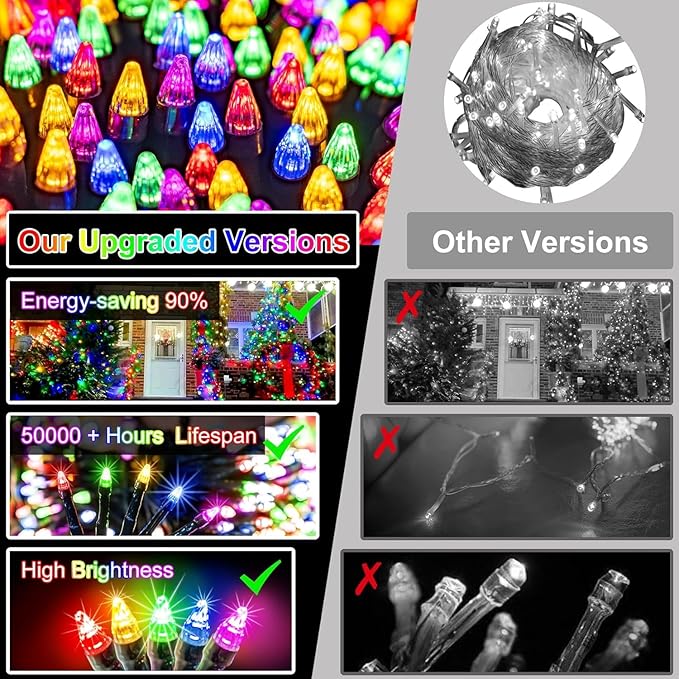 1500 LED 470FT Christmas String Lights Outdoor, 12 Modes and Timer Memory Dimmable, Plug in Waterproof Dark Green Wire Twinkle Fairy Light for for Xmas Yard Tree Wedding Party Decor (Multicolor)