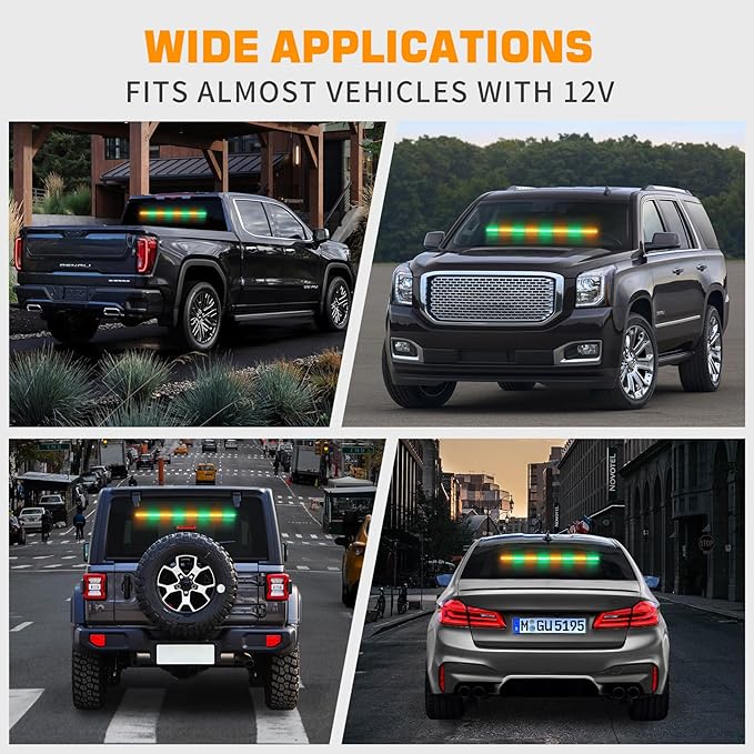 XRIDONSEN 35 inch Amber Green Traffic Advisor Light Bar 48 LED Emergency Strobe Lights Safety Warning Lights Front/Rear Window w/Display Controller for Construction Vehicles plow/Tow Trucks Wreckers