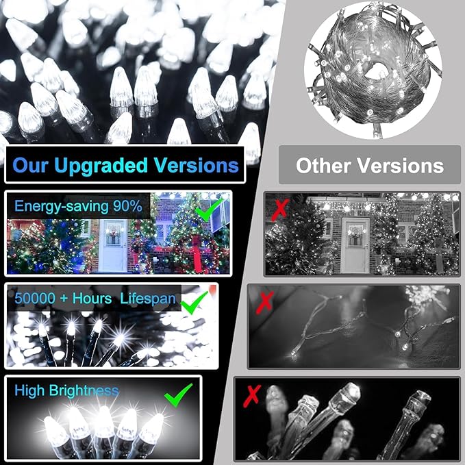 1500 LED 470FT Christmas String Lights, 12 Modes and Timer Memory Dimmable, Plug in Outdoor Waterproof Dark Green Wire Twinkle Fairy Light for for Xmas Yard Tree Wedding Party Outside Decor Cool White