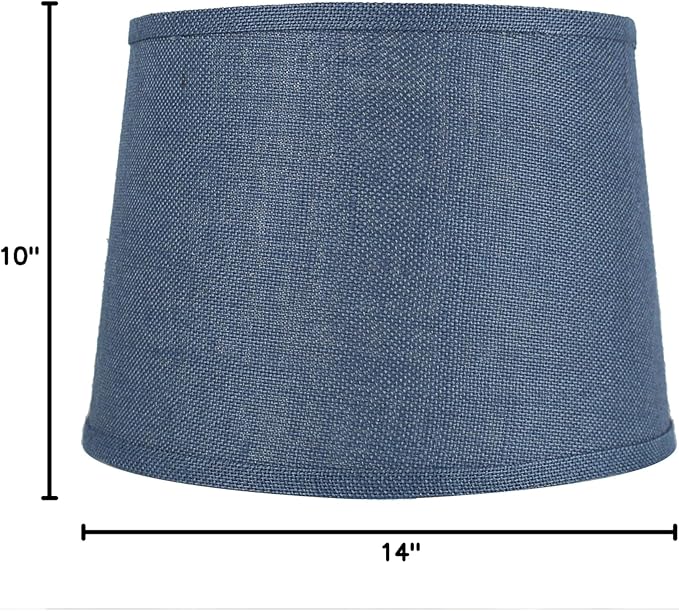 Urbanest French Drum Burlap Lampshade, 12-inch by 14-inch by 10-inch, Denim Blue