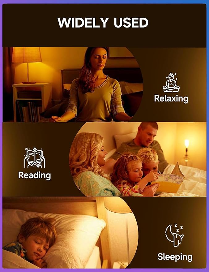 Amber Sleep Light Bulbs, Blue Light Blocking, A19 3W(25 Watt Equivalent) Dim Light Bulbs for Lamp,1800K Warm Light Bulbs,Mood Soothing Light E26 Warm Light Bulbs for Bedroom,2 Pack