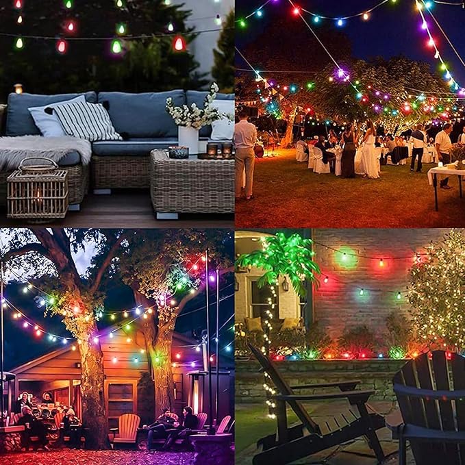 24-Pack S14 Colored LED String Light Bulbs Replacement, E26 Base 1W Plastic Shatterproof Waterproof, Christmas Light Bulb Red,Blue