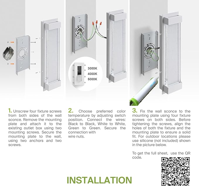 ASD LED 18" Bubble Glass Wall Light Fixture, Outdoor & Indoor Seeded Sconce | 3CCT, Waterproof, Dimmable, Up-Down Glow, ETL Listed | 22W 520LM 3000-5000K 100-277V | Exterior Porch Lighting | White