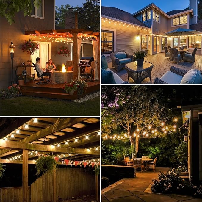 DAYBETTER 150ft Extra Long Outdoor String Lights,2700K 50 Shatterproof ST38 Bulbs Commercial Grade Weatherproof String Lights for Outside Patio, Garden, Backyard & Parties