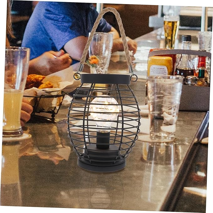 Retro Metal Led Lantern Lightweight Basket Design for Bedside Desk Use for Home and Events Cordless Rechargeable Night Light