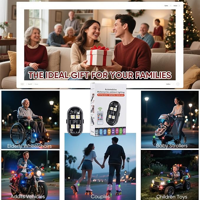 Aukmak 8-Piece Wireless Type-C LED Strobe Lights with Remote
