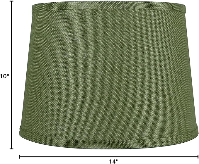 Urbanest French Drum Burlap Lampshade, 12-inch by 14-inch by 10-inch, Khaki Green