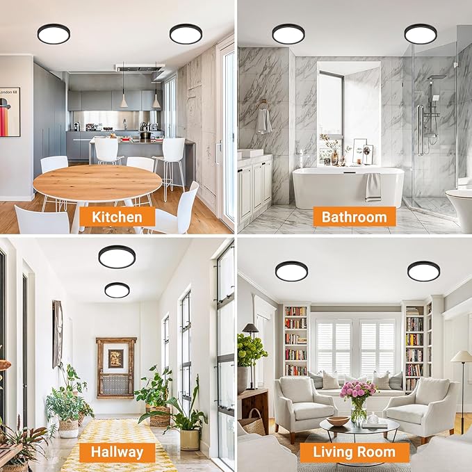 slochi 2Pack LED Flush Mount Ceiling Light Fixture, 7 Inch 15W, 1500LM, Super Slim 0.7 Inch, 3000K-6500K Adjustable Low Profile LED Ceiling Lights for Bathroom, Closet, Hallway(Oil Rubbed Bronze)