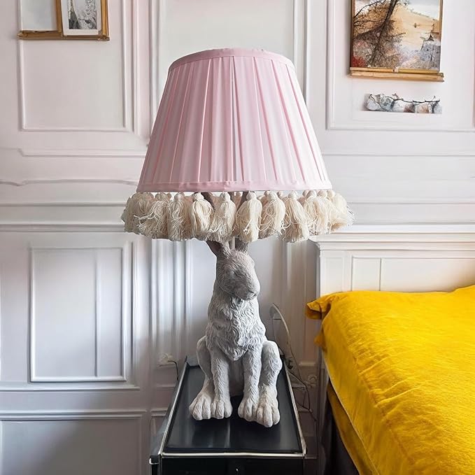 Tristan Home Round Pleated Lamp Shade with Tassels 9ix14x12inches (The Height 12inch Includes Tassels) (Light Flush Pink)