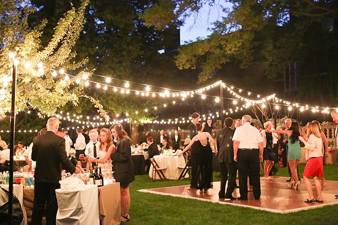 100ft Outdoor String Lights with Rotary Dimmer, 52 LED Edison Bulbs, Dimmable Waterproof Shatterproof 2200K Warm