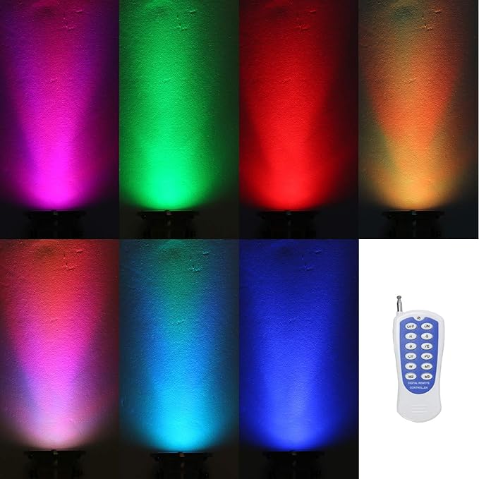 Underwater Light 18W RGB Waterproof Grade IP68 LED Color Changing Spot Light Landscape Lighting Suitable for Swimming Pools, Fountains, Waterfalls, Aquariums(Not Include Transformer)