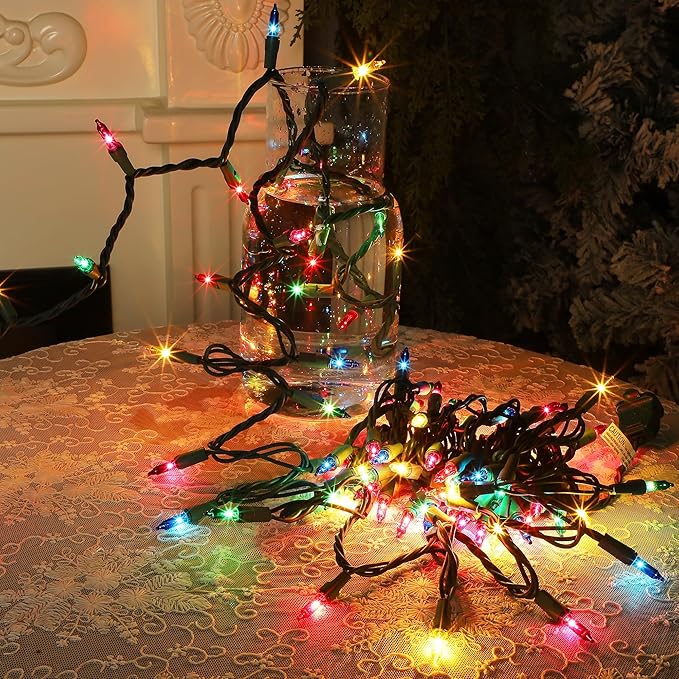 Multicolor Christmas String Lights, 100 Count, Incandescent Mini Christmas Lights, Connectable Xmas Tree Light for Indoor Outdoor Garland Birthday Holiday Wedding Festival Party