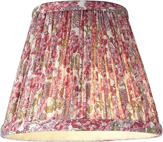 Springcrest Nelle Pink Floral Cottage Core Pleated Shade 3.5x6x5 (Clip-On) - Springcrest