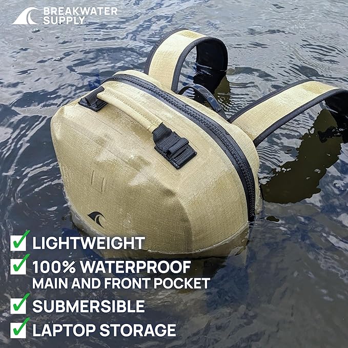 Breakwater Supply™ Waterproof IP68 Submersible Backpack with Airtight Zippers | Laptop Travel Outdoors | Fogland 25L 20L 15L | 100% Waterproof, Submersible, Airtight Zippers, Travel Outdoors