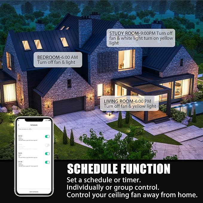 CEME 52 Inch Ceiling Fan With DC Motor, 10 Speeds, Dimmable LED Light, Smart Remote, APP, Alexa, Siri & Google Home, Dark Walnut Gold