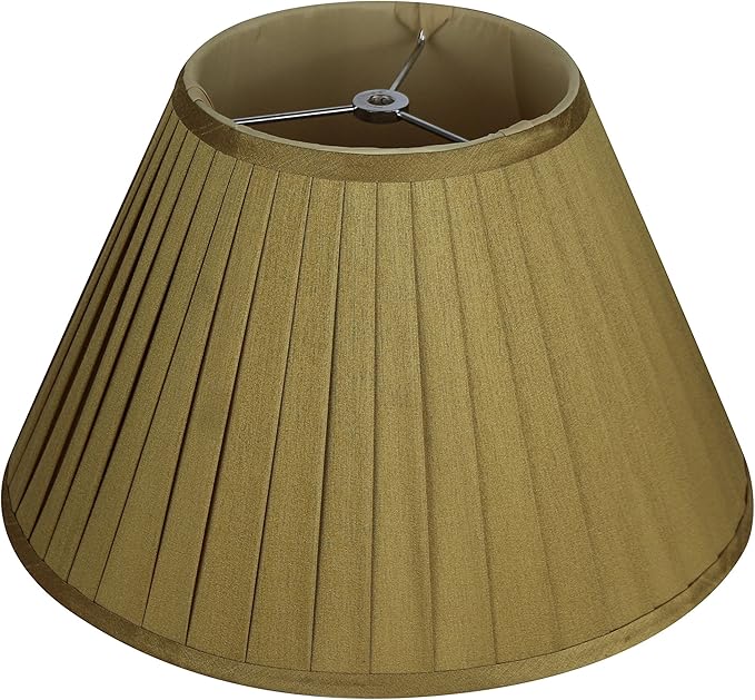 Urbanest Softback Side Pleat Lampshade, Faux Silk, 7-inch by 14-inch by 9-inch, Gold, Spider Washer Fitter