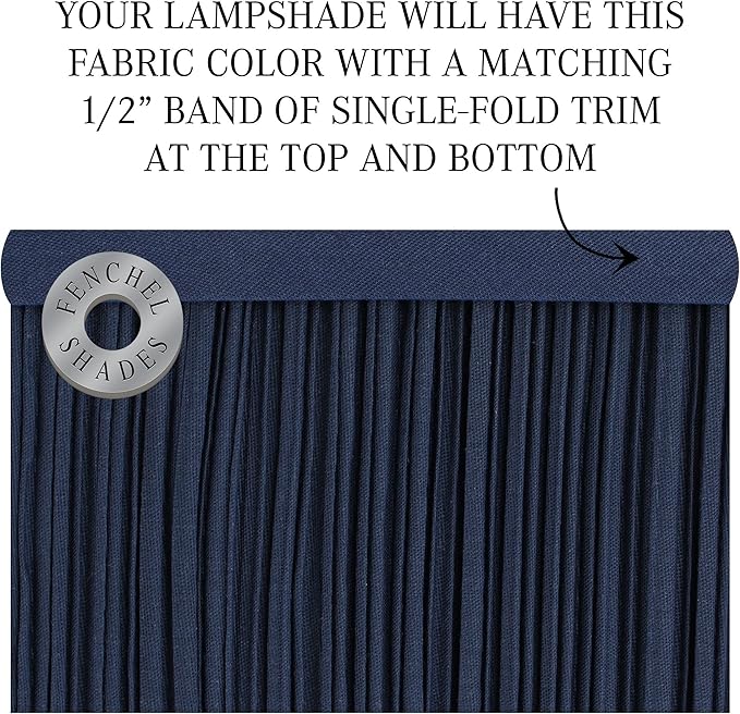 FenchelShades.com Lampshade 5" Top Diameter x 12" Bottom Diameter x 9" Slant Height with Washer (Spider) Attachment for Lamps with a Harp (Pleated Navy Blue)