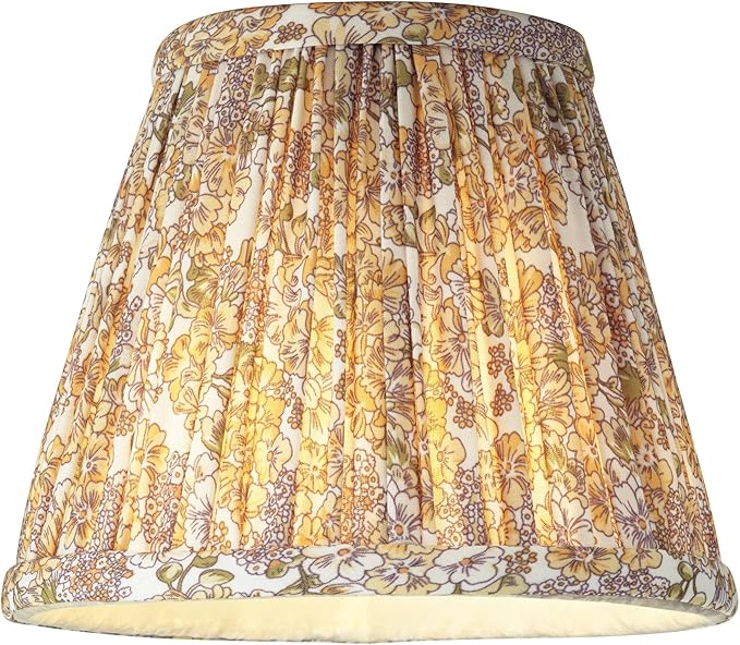 Springcrest Nelle Yellow Floral Cottage Core Pleated Shade 3.5x6x5 (Clip-On) - Springcrest