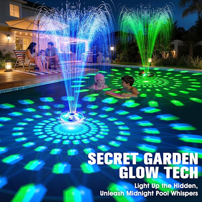 Rechargeable Floating Pool Fountain with LED Light – 8000mAh, Remote Control, Inground & Above Ground