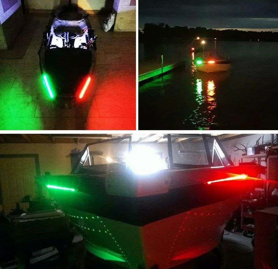 2Pcs 30cm 12V LED Strip Light Waterproof RED&GREEN for Bow Boat Marine Navigation Kayak Canoe Deck Courtesy Bow Trailer Pontoon