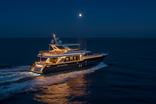 Professional boat led strip light and marine lighting creating a safe and sophisticated atmosphere for night cruising, by Glowhaven.