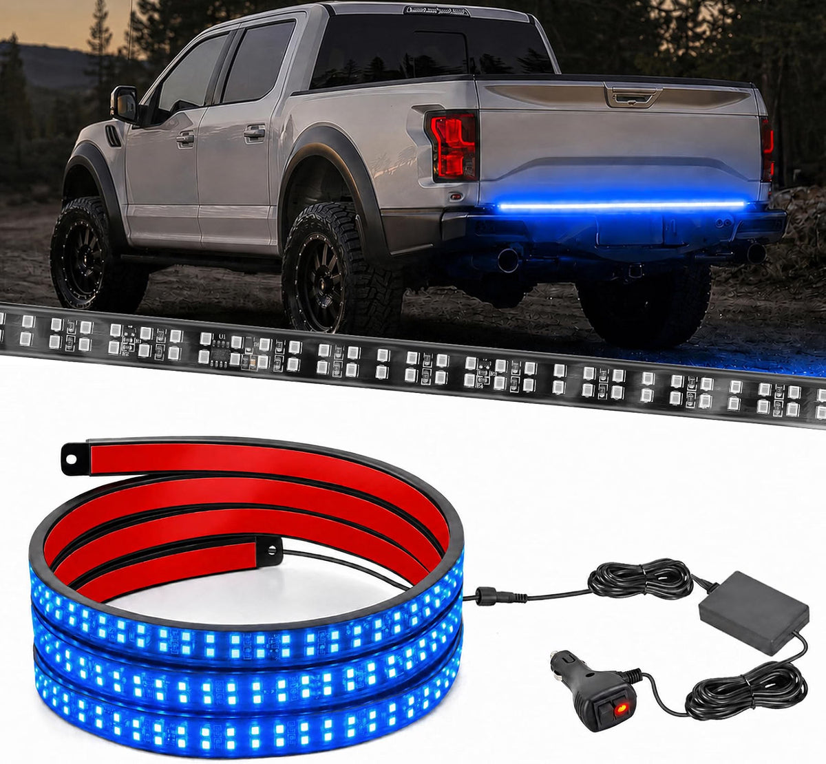 Nilight 48-Inch Blue LED Truck Tailgate Strobe Light Strip