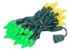 Novelty Lights 24FT 70 LED C6 Christmas String Lights, Outdoor Tree Commercial Grade LED Lights, Permanent Decorations (Green/Yellow)