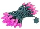 Novelty Lights 24FT 70 LED C6 Christmas String Lights, Outdoor Commercial Grade Tree Decorations, Permanent LED String Lights (Pink)