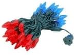 Novelty Lights 24FT 70 LED C6 LED Christmas String Lights, Outdoor Christmas Tree Commercial Grade LED String Lights, Permanent Christmas Lights Outdoor Tree Decorations Outdoor (Red/Blue)