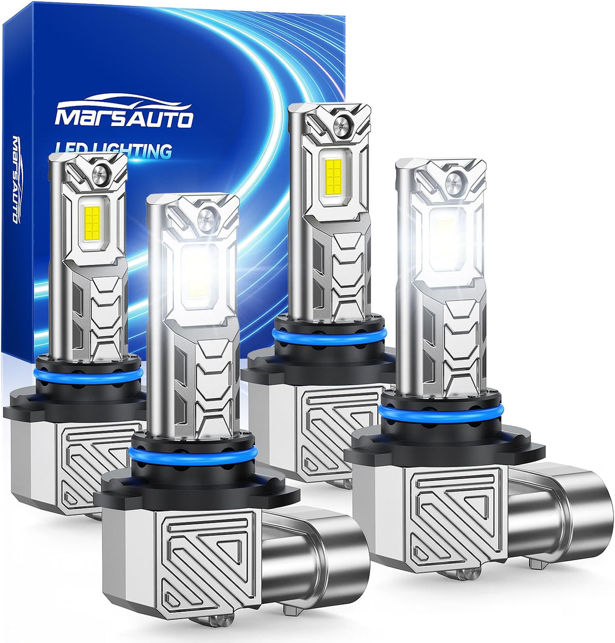 Marsauto M1C 9005 9006 LED Fog Light Bulbs, 60,000LM 6500K, Fanless 1:1 HB3/HB4, Pack of 4