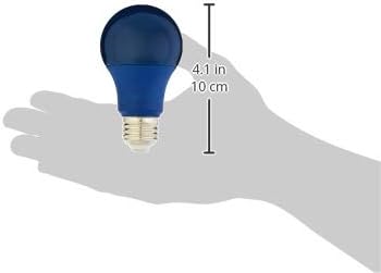 Amazon Basics A19 Blue Color Party LED Light Bulbs, 60W Equivalent, 9W Energy Efficient, E26 Standard Base, Non-Dimmable, 10,000 Hour Lifetime, 2-Pack