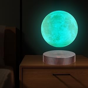 VGAzer Levitating Moon Lamp,Floating Moon Lamp LED Night Light,Spinning in Air Freely with 3D Printing Realistic Moon Display for Unique Room Decor