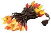 Novelty Lights 24FT 70 LED C6 LED Thanksgiving String Lights, Outdoor Christmas Tree Commercial Grade LED String Lights, Permanent Christmas Lights Outdoor Tree Decorations (Yellow/Red/Orange)