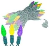 Novelty Lights 24FT 70 Light Purple Green and Yellow LED Mardi Gras Lights, C6 Bulbs, Connect up to 43 Sets, Indoor/Outdoor Use