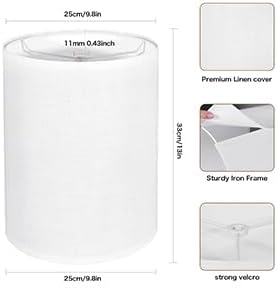 Tall Lamp Shades Set of 2, Drum Lampshade for Table Lamps Floor Lamp, 10" Top X 10" Bottom X 13" High White Large Line Fabric Lamp Shades, Easy Assembly Replacement Lampshades