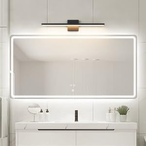 Ralbay 5 Color Temperature Dimmable LED Modern Bathroom Vanity Light Bar 24inch 16W Matte Black Modern Acrylic Bathroom Wall Lighting Fixtures Over Mirror