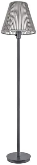Ceybo 61.5 in. Gray Outdoor/Indoor Floor Lamp with Rope Shade – Weather-Resistant Boho Modern Lighting for Patio, Porch, or Sunroom
