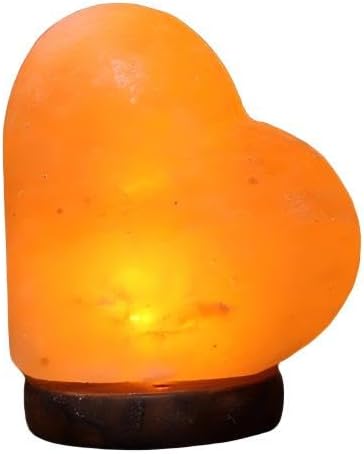 Himalayan Salt Lamp with USB Power, Natural Shape, Color-Changing LED and Warm White Light, Wooden Base Night Light (K, Monochrome)