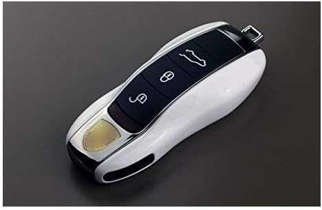 x xotic tech White Smart Remote Key Fob Protector Cover Shell Case Holder Compatible with Porsche Boxster Cayenne Panamera Cayman Macan Carrera 911 991 918 Spyder(Fits 3 Button)