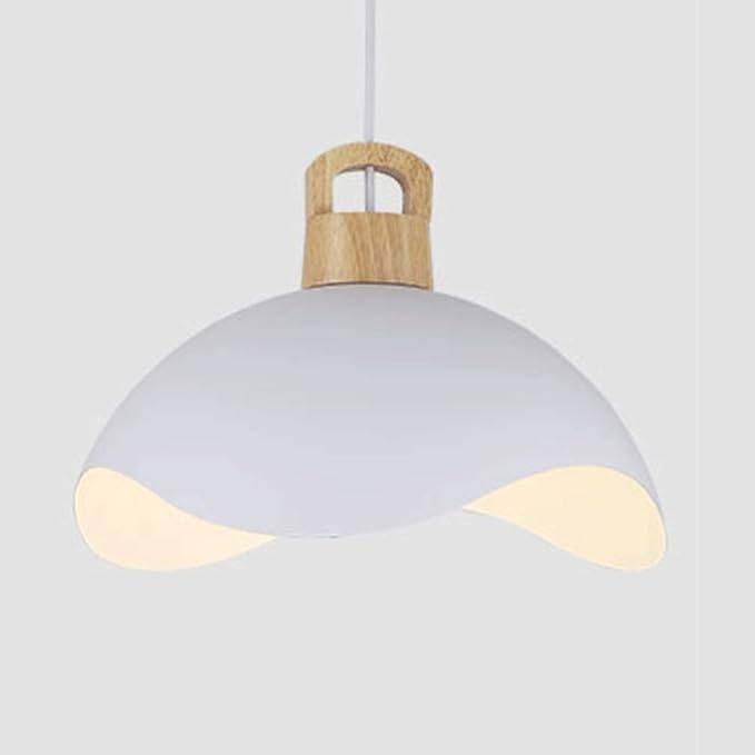 RCIDOS Personalized Pendant Lights Modern Simplicity Hanging Lamp Scandinavian Macaron Lighting Fixture Creative Suspensiom Lamp Wood Art for Kitchen Island Dining Room Over Sink, 30cm, White