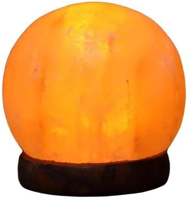 Himalayan Salt Lamp with USB Power, Natural Shape, Color-Changing LED and Warm White Light, Wooden Base Night Light (C, Monochrome)