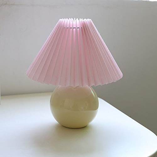 Korean Pleated Table Lamp Ins DIY Ceramic Table Lamps for Living Room Home Deco Cute Lamp with Tricolor Led Bulb Beside Lamp…