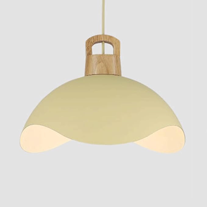 RCIDOS Personalized Pendant Lights Modern Simplicity Hanging Lamp Scandinavian Macaron Lighting Fixture Creative Suspensiom Lamp Wood Art for Kitchen Island Dining Room Over Sink, 35cm, Yellow