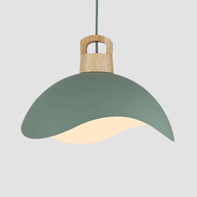 RCIDOS Personalized Pendant Lights Modern Simplicity Hanging Lamp Scandinavian Macaron Lighting Fixture Creative Suspensiom Lamp Wood Art for Kitchen Island Dining Room Over Sink, 35cm, Green