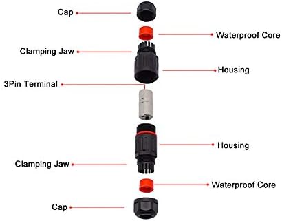 10PCS IP68 Waterproof Connector 3Pin Connector Extension Outdoor Plug Socket Cable Wire Cable for Car Truck Boat Indoor/Outdoor LED Strip Lights