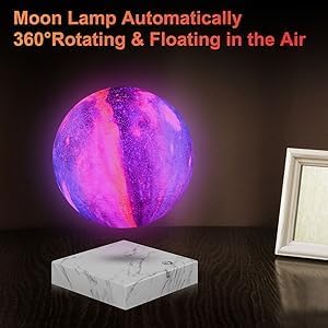 VGAzer Levitating Moon Lamp,Floating and Spinning in Air Freely with 3D Printing LED Moon Lamp 16 Colors Night Light for Unique Gifts,Room Decor (Galaxy Moon 16 Colors)