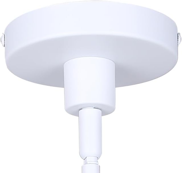 Canarm Caleb 1-Light Pendant Light, Matte White with Faux Wood Accent, Adjustable Rod Height, Minimalist Modern Lighting for Kitchen Island, Dining Room or Entryway