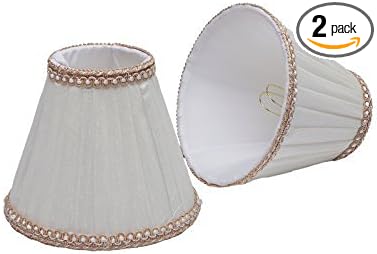 Aspen Creative 33003-2 Small Pleated Empire Shape Chandelier Clip-On Lamp Shade, Creme, 3" Top x 6" Bottom x 5" Slant, 2 Pack