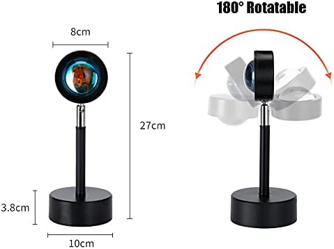 Sunset Lamp Sunset LED Projection 180 Degree Rotation USB Rainbow Projection Lamp Night Light Romantic Projector for Home Party Living Room Bedroom Decor (Sunset)