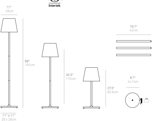 Zafferano, Poldina XXL Lamp, Rechargeable Cordless Floor Lamp with Touch Controls, Suitable for Indoor and Outdoor, Dimmer, 2700-3000 K, Adjustable Height 27-59 Inches, White Color